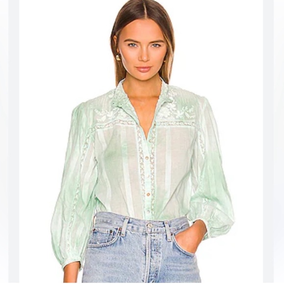 LOVESHACKFANCY Mint Green Women's Ronda Blouse XS - Picture 1 of 10